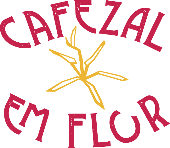 Logo Marca Turismo Cafezal em Flor Produção Café especial torra média grãos e moído